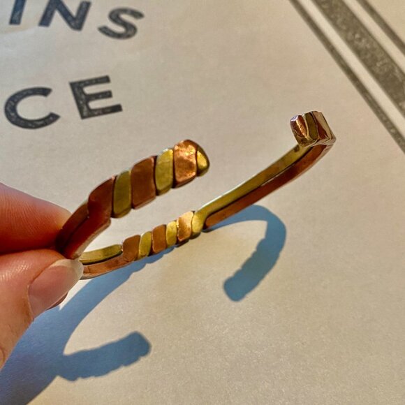 Copper  and Brass Woven Cuff - Picture 3 of 6